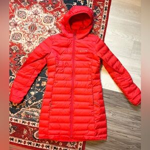 Columbia Red Down Long Winter Jacket